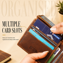 Load image into Gallery viewer, Hunter Genuine Leather RFID Protected Bifold Wallet for Men | 8 Card Slots, Flip ID Window & Coin Pocket (STYLE ID #24)