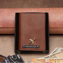 Load image into Gallery viewer, Personalized His & Her Passport Cover Combo with Stylish Charm & Engraved Name on Black Plate