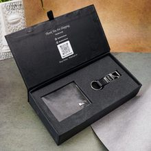 Load image into Gallery viewer, Buy Personalised Wallet & Metal Keychain for Men | Handmade Leather Wallet & Metal Keychain with Name | Customised Men’s Wallet (STYLE ID #23)