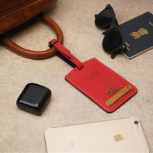 Load image into Gallery viewer, Personalised Luggage Tag with Name Emboss on Leather Strip