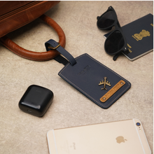 Load image into Gallery viewer, Personalised Luggage Tag with Name Emboss on Leather Strip