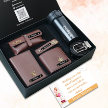 Load image into Gallery viewer, Birthday Special Personalized Gift Combo for Him – 6-in-1 Custom Gift Set with Wallet & Coffee Travel Mug
