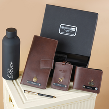 Load image into Gallery viewer, Hand Embossed Customized (5 in 1 ) Leather wallet Gift Combo for Boyfriend Friend Husband Father & Son