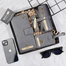 Load image into Gallery viewer, The Ultimate Travel Set – Personalized Travel Wallet, Luggage Tag, Keychain & Eyewear Cas