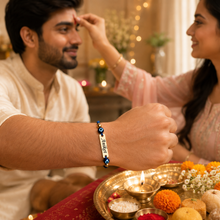 Load image into Gallery viewer, Personalized Evil Eye Rakhi with Custom Name | Raksha Bandhan Rakhi for Brother