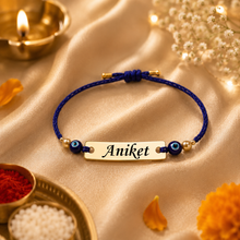Load image into Gallery viewer, Personalized Evil Eye Rakhi with Custom Name | Raksha Bandhan Rakhi for Brother