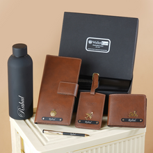 Load image into Gallery viewer, Hand Embossed Customized (5 in 1 ) Leather wallet Gift Combo for Boyfriend Friend Husband Father & Son