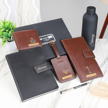 Load image into Gallery viewer, Personalised  Leather Name Men's Travel wallet Combo