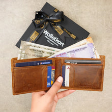 Load image into Gallery viewer, Personalized Genuine Leather Men's Wallet And Belt (2 in 1) Gift Combo Saddle Tan (STYLE ID #15)