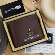 Load image into Gallery viewer, Personalised Leather Wallet for Men with Name & Charm | Custom Engraved Gift