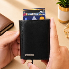 Load image into Gallery viewer, ELVOR Men's RFID Tri-Fold Wallet, Oil Crunch Leather, 9 Card Slots, Pop-Up Holder(Style ID #48)