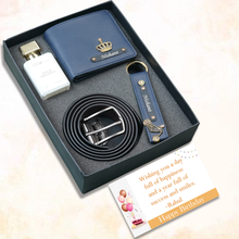 Load image into Gallery viewer, Personalised 4-in-1 Gift Combo for Men – Wallet, Belt, Keychain & Perfume | Birthday Gift for Him