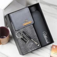Load image into Gallery viewer, Premium Customized 4 in 1 Combo – Leather Wallet Pen Metal Keychain And Bottle