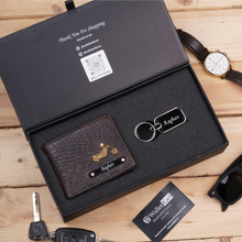 Load image into Gallery viewer, Personalized Crocodile Leather Name Men's Wallet and Keychain | Best Customized Gift For Boyfriend Husband Father & Son