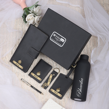 Load image into Gallery viewer, Personalized Leather Name Men's Card Holder Keychain Luggage Tag Travel Wallet Pen and H2GO Bottle