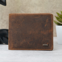 Load image into Gallery viewer, Hunter Genuine Leather RFID Protected Bifold Wallet for Men | 8 Card Slots, Flip ID Window & Coin Pocket (STYLE ID #24)