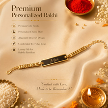 Load image into Gallery viewer, A Touch of Gold: Personalized Rakhi with Name Engraving (3.0)
