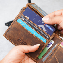 Load image into Gallery viewer, Hunter Genuine Leather RFID Protected Bifold Wallet for Men | 8 Card Slots, Flip ID Window & Coin Pocket (STYLE ID #24)
