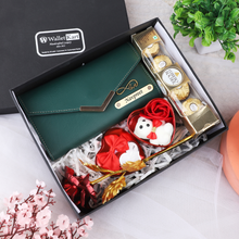 Load image into Gallery viewer, Custom Gift Box for Girlfriend | Engraved Leather Wallet for Her | Personalized Wallet Gift Set