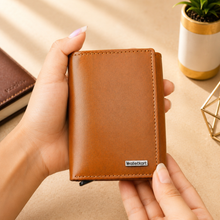 Load image into Gallery viewer, ELVOR Men's RFID Tri-Fold Wallet, Oil Crunch Leather, 9 Card Slots, Pop-Up Holder(Style ID #48)