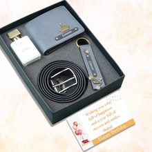 Load image into Gallery viewer, Personalised 4-in-1 Gift Combo for Men – Wallet, Belt, Keychain & Perfume | Birthday Gift for Him