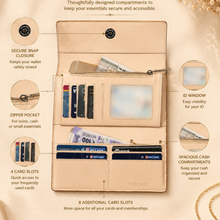 Load image into Gallery viewer, Textured Pattern Clutch for Women | 8 Card Slots | ID Window | Zipper Pocket | Spacious Cash Compartments | Secure Snap Closure STYLE ID#55