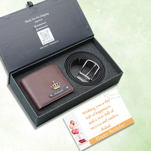 Load image into Gallery viewer, Personalised Leather Wallet & Belt Combo for Men with Name Engraving | Perfect Birthday Gift for Him