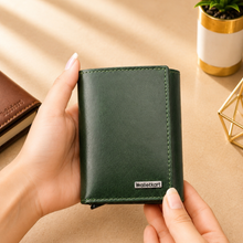 Load image into Gallery viewer, ELVOR Men's RFID Tri-Fold Wallet, Oil Crunch Leather, 9 Card Slots, Pop-Up Holder(Style ID #48)