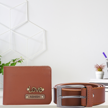 Load image into Gallery viewer, Personalized Leather Name Men's Wallet & Belt combo