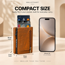 Load image into Gallery viewer, WALLETKART RFID Blocking Slim Card Holder Wallet for Men | Pull-Down Quick Card Access | Zipper Coin Pocket | ID Card Slot | Compact Leather Wallet (STYLE ID #26)