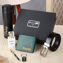 Load image into Gallery viewer, Personalized  Leather Name Men's Wallet Combo| Customised Gift ( 6 in 1 ) Combo for Boyfriend Friend Husband Father & Son