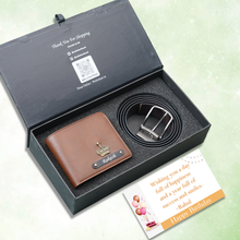 Load image into Gallery viewer, Personalised Leather Wallet & Belt Combo for Men with Name Engraving | Perfect Birthday Gift for Him
