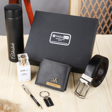 Load image into Gallery viewer, Personalized  Leather Name Men's Wallet Combo| Customised Gift ( 6 in 1 ) Combo for Boyfriend Friend Husband Father & Son