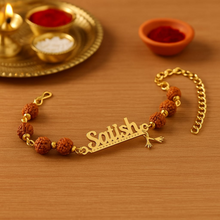 Load image into Gallery viewer, Personalised Rudraksh Rakhi with Name (6.0)