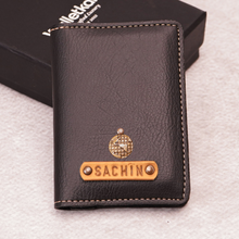 Load image into Gallery viewer, Personalised Bifold Card Holder Wallet with Name & Charm for Men & Women (STYLE ID#46)