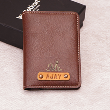 Load image into Gallery viewer, Personalised Bifold Card Holder Wallet with Name & Charm for Men & Women (STYLE ID#46)