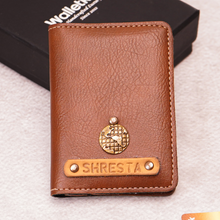 Load image into Gallery viewer, Personalised Bifold Card Holder Wallet with Name & Charm for Men & Women (STYLE ID#46)