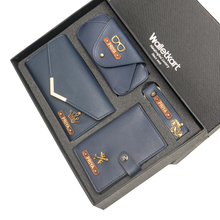 Load image into Gallery viewer, Personalised 4-in-1 Gift Set for Women's Clutch with charm, Keychain, Passport Holder & Eyewear Case
