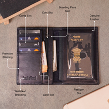 Load image into Gallery viewer, Personalized Genuine Leather Passport Cover with Name & Charm