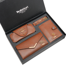 Load image into Gallery viewer, Personalised 4-in-1 Gift Set for Women's Clutch with charm, Keychain, Passport Holder & Eyewear Case