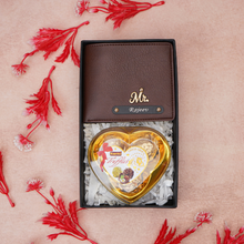 Load image into Gallery viewer, Personalized Leather Wallet & Chocolate for Men & | Custom Engraved Wallet with Name | Boyfriend Birthday & Marriage Anniversary Gift
