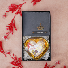 Load image into Gallery viewer, Personalized Leather Wallet & Chocolate for Men & | Custom Engraved Wallet with Name | Boyfriend Birthday & Marriage Anniversary Gift