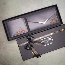 Load image into Gallery viewer, Premium Couple’s Collection – Customized Wallet & Clutch with Stylish Charm