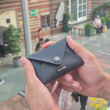 Load image into Gallery viewer, Personalised Mini Wallet for Men & Women with Custom Name | Compact Cash, Coin & Card Holder | Vegan Leather Pocket Wallet with Snap Closure