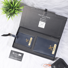 Load image into Gallery viewer, Personalized Leather Passport Cover and Luggage tag with Name and Charm