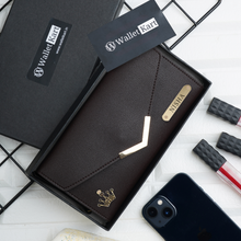 Load image into Gallery viewer, Personalized Ladies Leather Clutch with Name & Charm Gift for Girlfriend, Wife, Mother & Sister