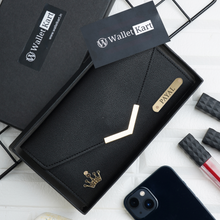 Load image into Gallery viewer, Personalized Ladies Leather Clutch with Name & Charm Gift for Girlfriend, Wife, Mother & Sister