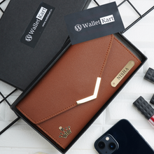 Load image into Gallery viewer, Personalized Ladies Leather Clutch with Name & Charm Gift for Girlfriend, Wife, Mother & Sister