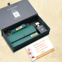 Load image into Gallery viewer, Personalized Birthday Gift Set for Women | Clutch, Keychain & Perfume Combo | Customized Premium Gift for Her
