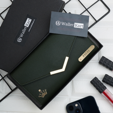 Load image into Gallery viewer, Personalized Ladies Leather Clutch with Name & Charm Gift for Girlfriend, Wife, Mother & Sister